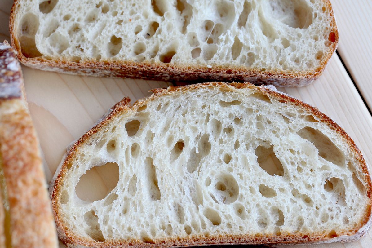 Probiotics in sourdough bread - close-up of sourdough crumb