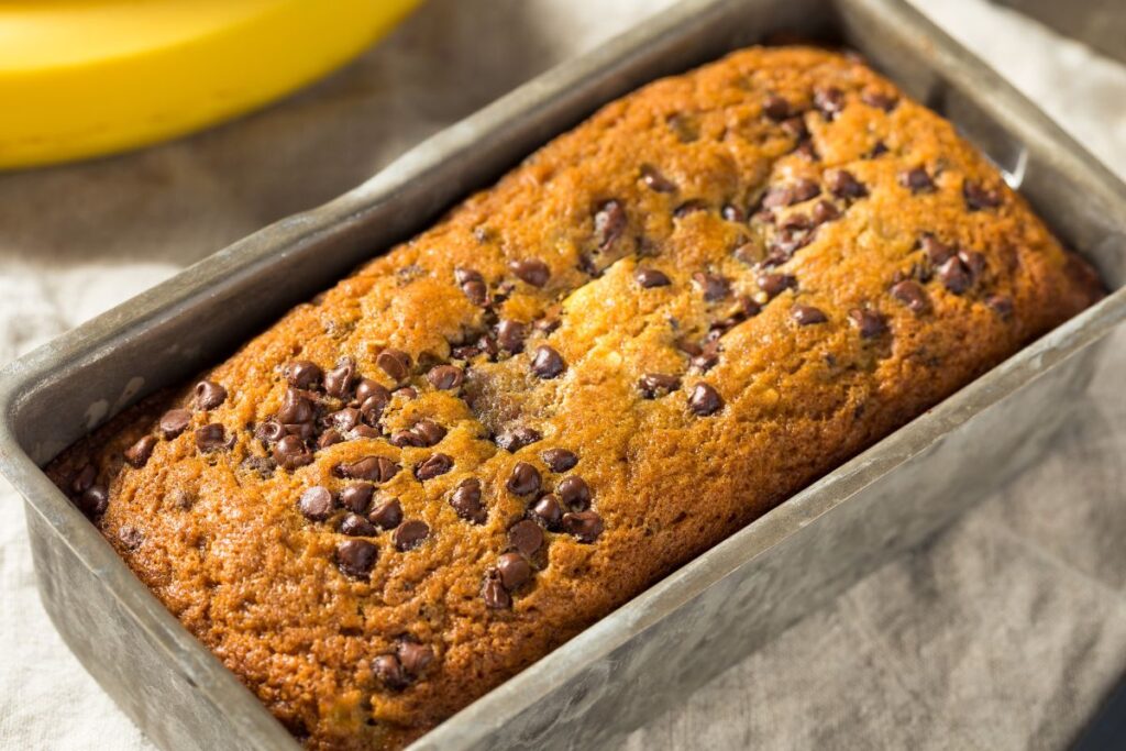 Slice of moist sourdough banana cake