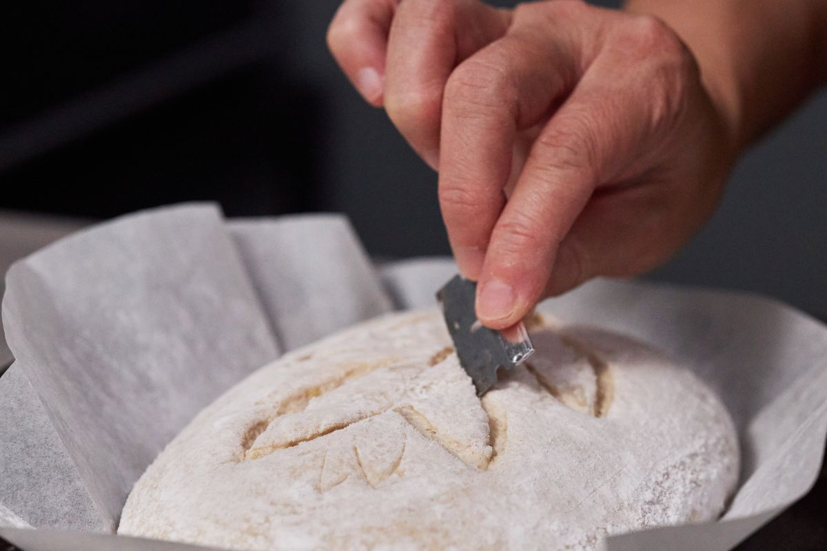 Homemade German sourdough rye bread dough preparation