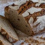 Sliced sourdough rye bread loaf