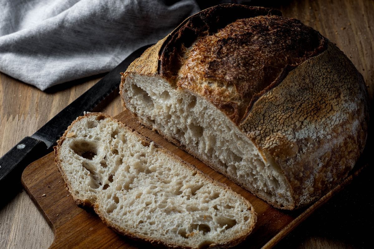 Slices of dairy-free sourdough banana bread