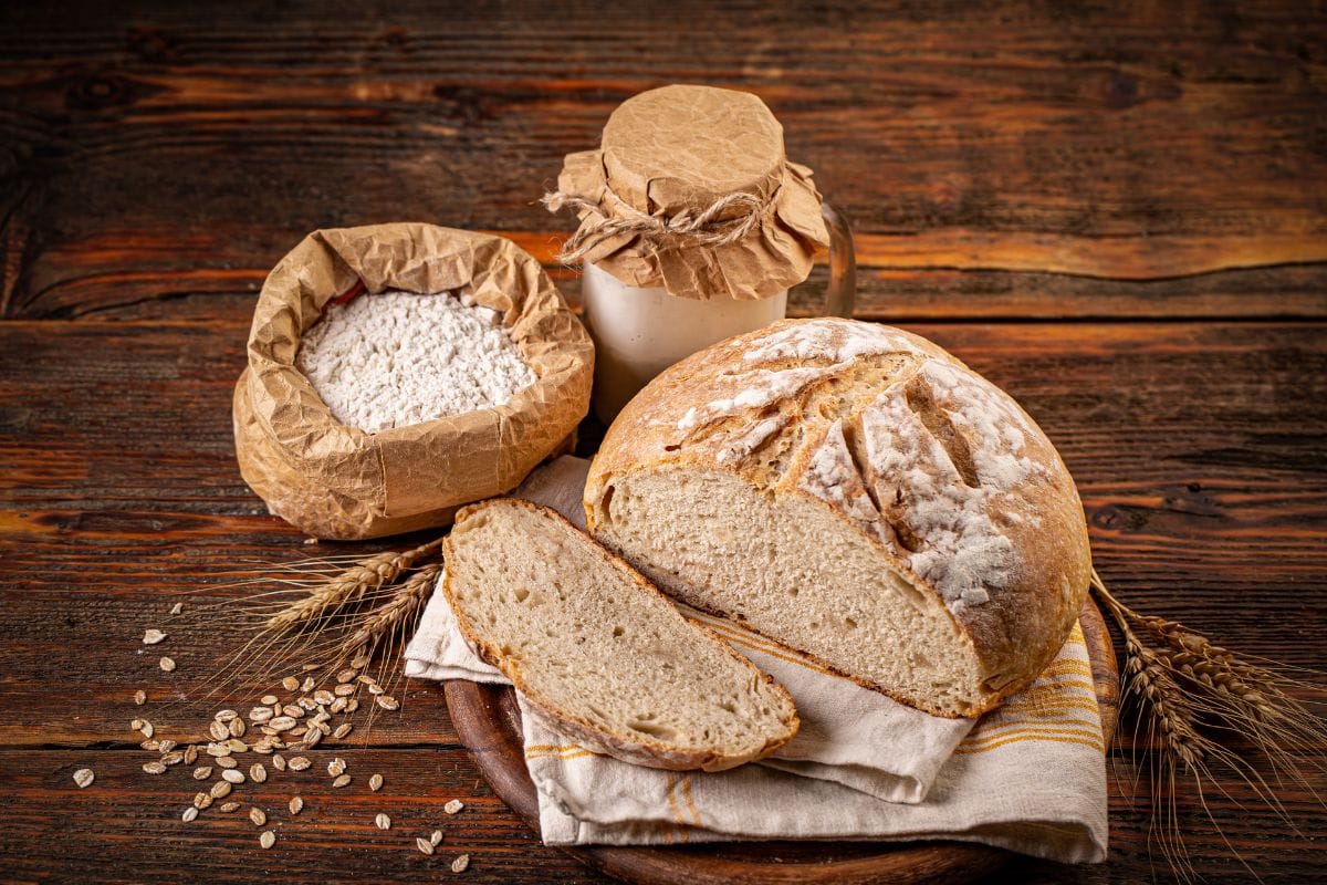 Ingredients for sourdough banana bread