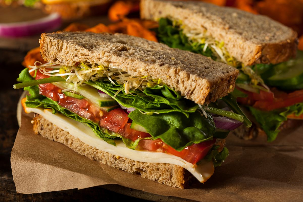 What goes well with sourdough bread: Sourdough bread with Caprese salad