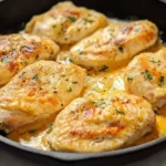 Plated Chicken and Gravy Recipe, showing tender chicken smothered in luscious, creamy gravy, served over mashed potatoes.