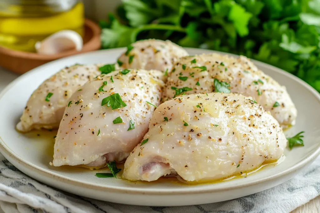 Ingredients for Chicken and Gravy Recipe: chicken pieces, flour, butter, chicken broth, and seasonings.