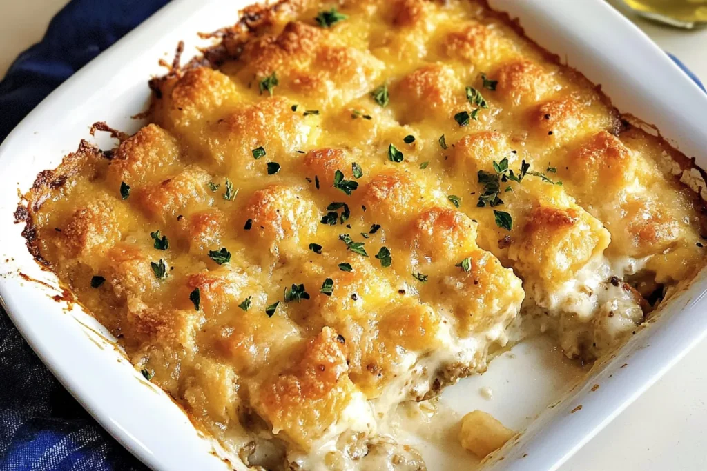 Cornbread Cowboy Casserole in Baking Dish - Golden Brown and Ready to Serve