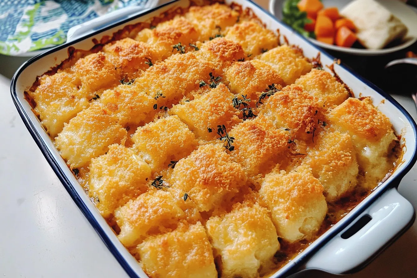 Cornbread Cowboy Casserole in Baking Dish - Golden Brown and Ready to Serve