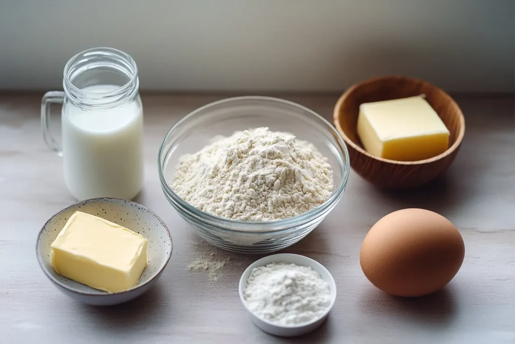 Ingredients for Making Gipfeli: Flour, Butter, Yeast, Milk - Gipfeli Recipe