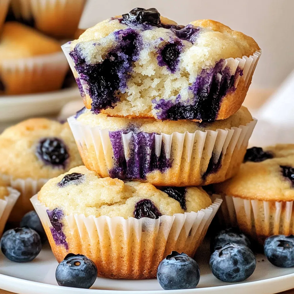 Fluffy Sourdough Blueberry Muffins