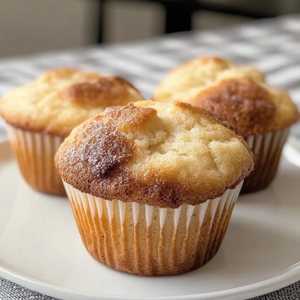 Close-up of warm, freshly baked cinnamon muffin recipe
