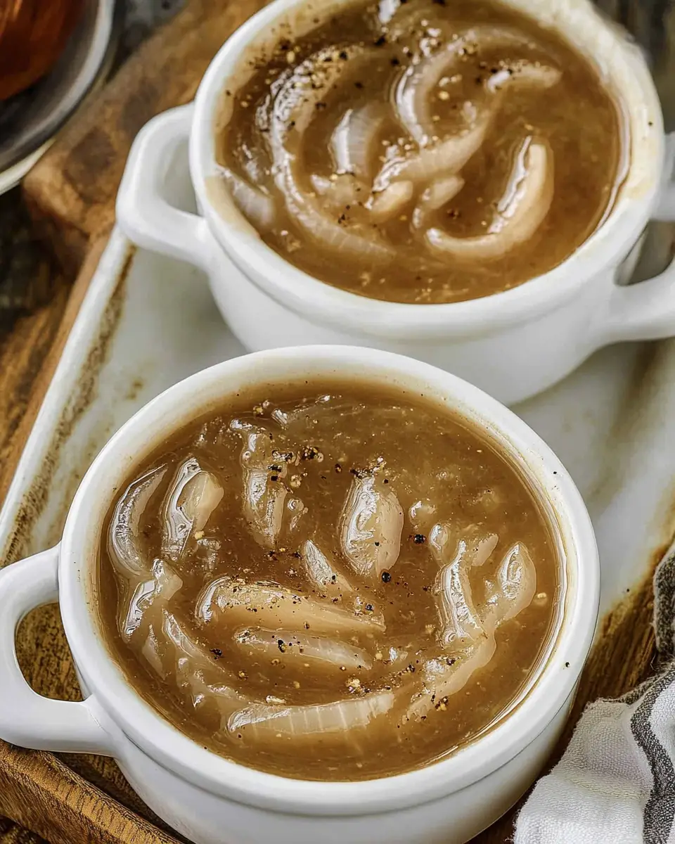 A bubbling bowl of French Onion Soup with a thick layer