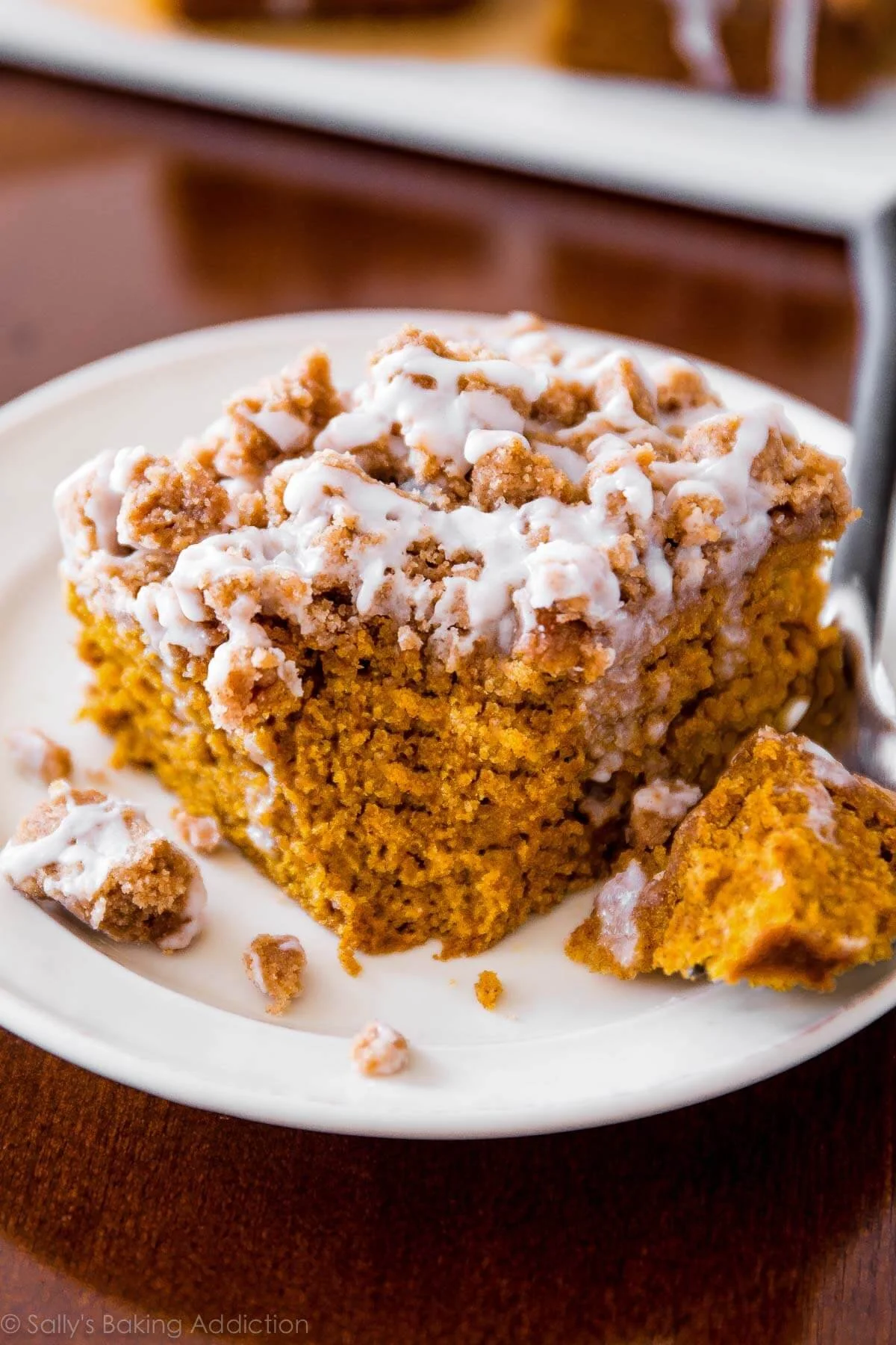 Delicious Pumpkin Crumb Coffee Cake with a crumbly topping and fall spices