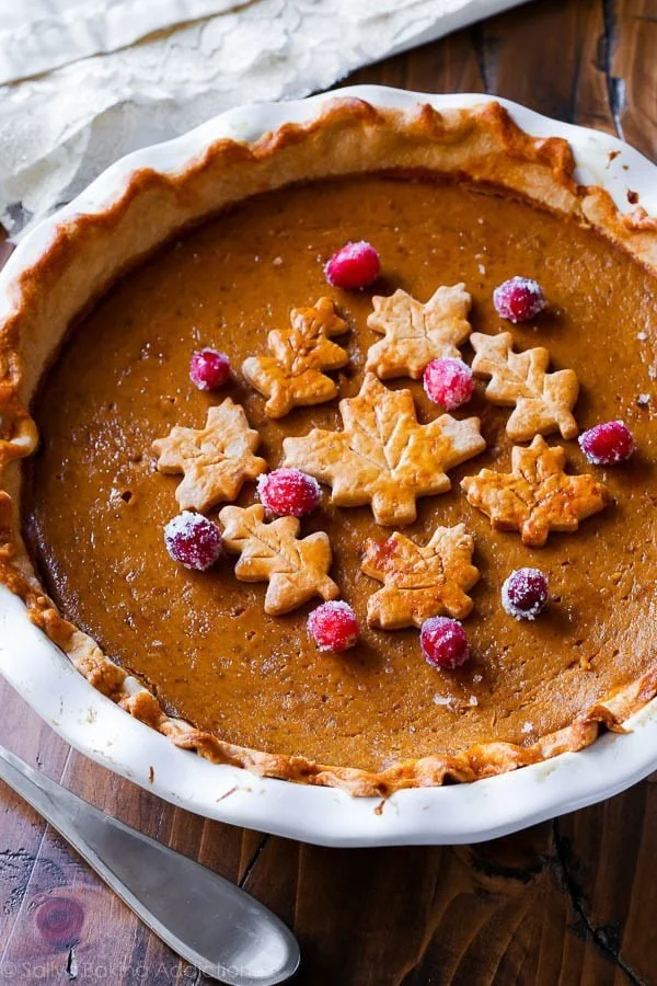 Delicious homemade pumpkin pie ready to be served