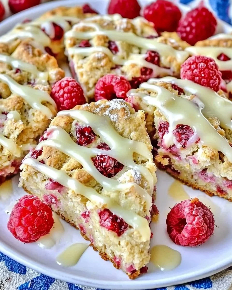 Freshly baked Chocolate Raspberry Scones on a cooling rack