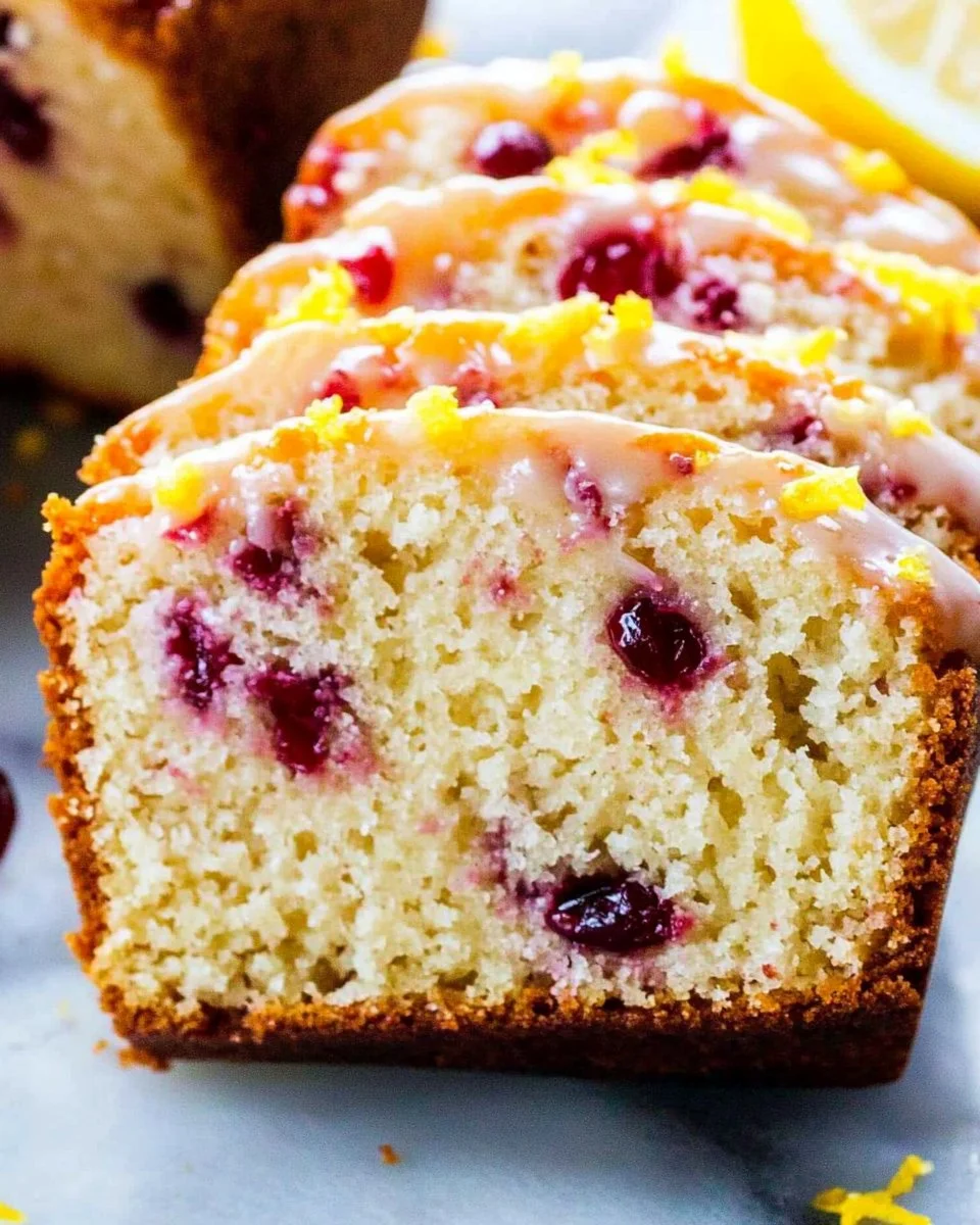 Freshly baked Cranberry Orange Loaf with cranberries and orange zest
