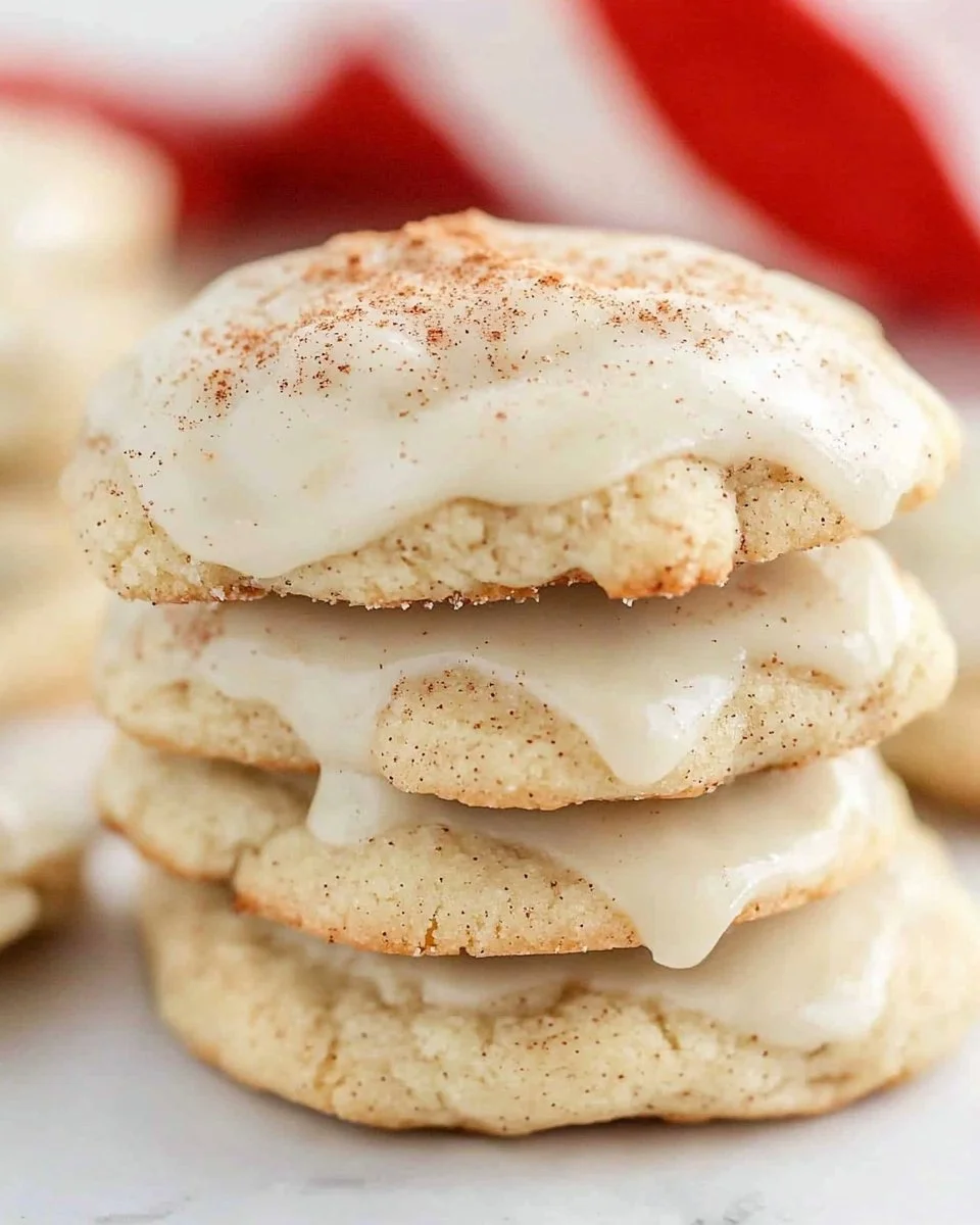 Plate of homemade Eggnog Cookies decorated for the holidays