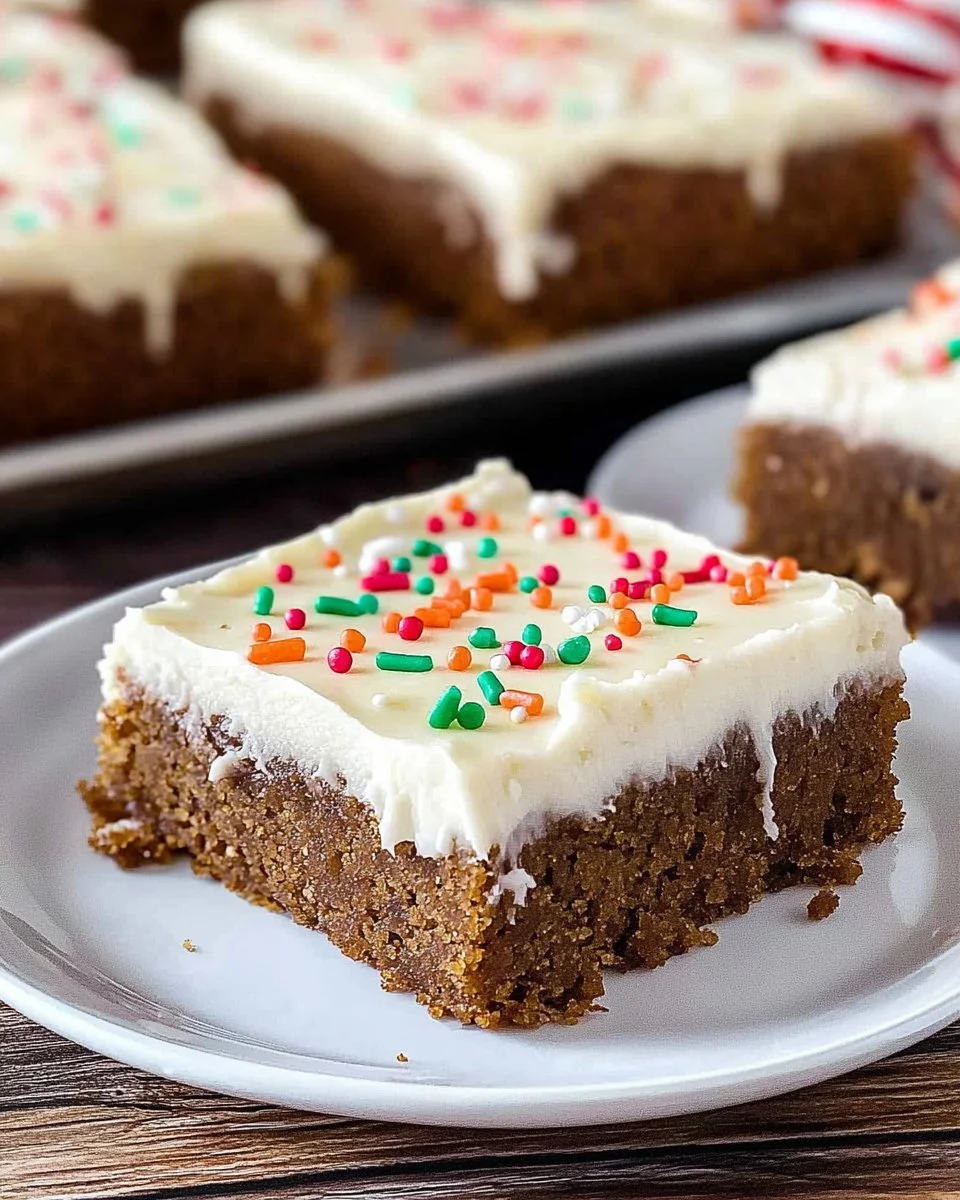 Delicious gingerbread cookie bars on a festive plate