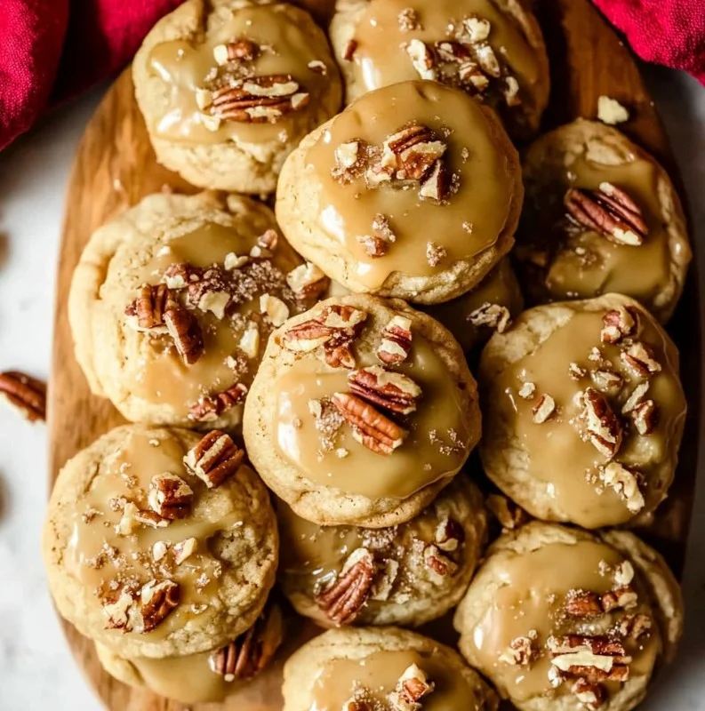 Delicious homemade praline cookies with nuts and caramel