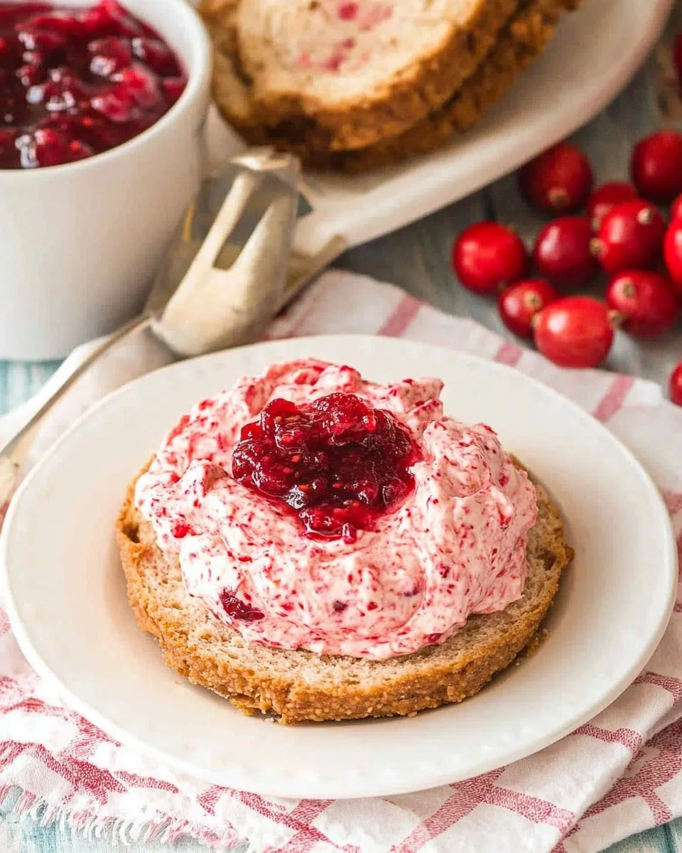 Delicious whipped cranberry butter served in a bowl for spreading