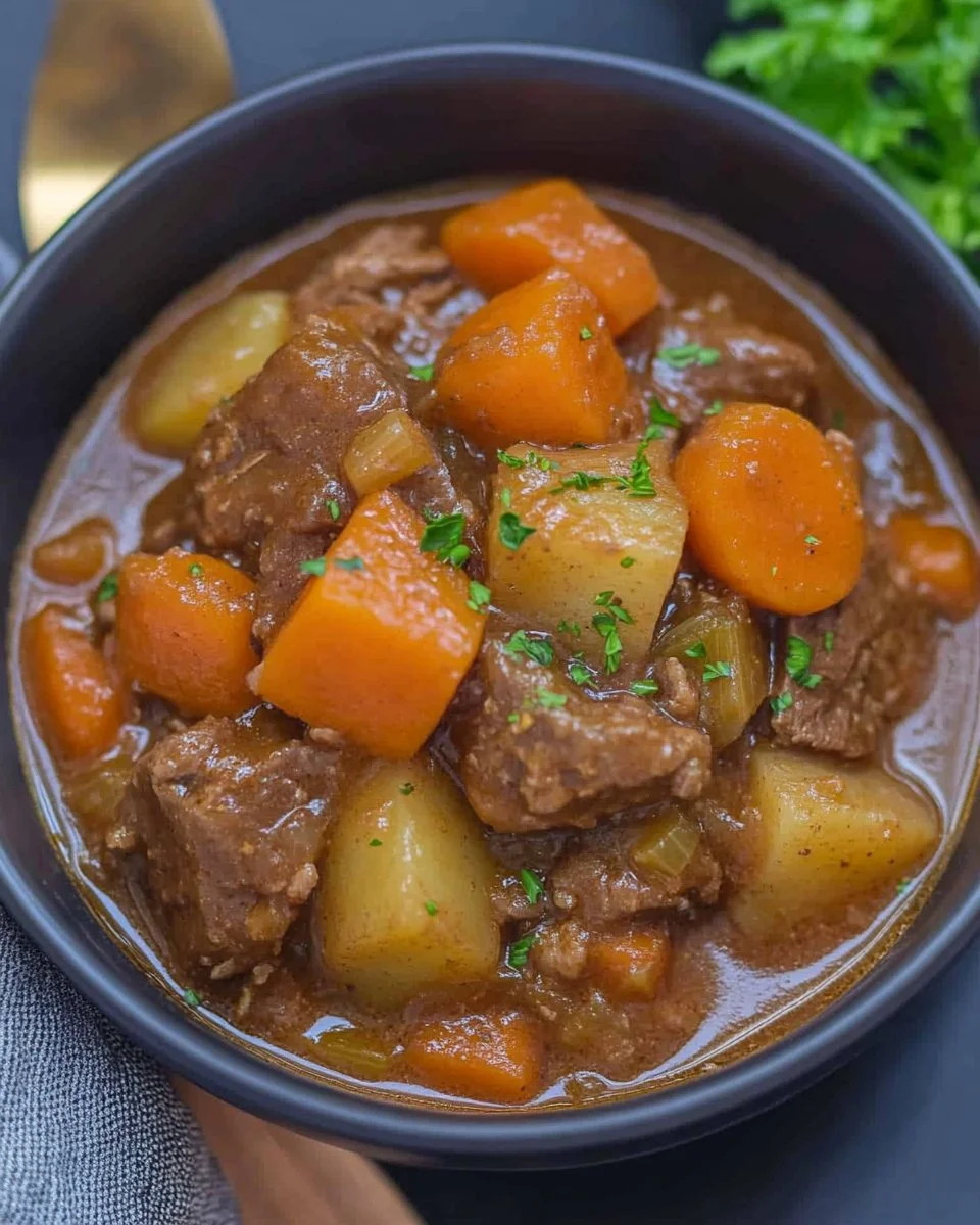 Delicious slow cooker beef stew with tender meat and vegetables